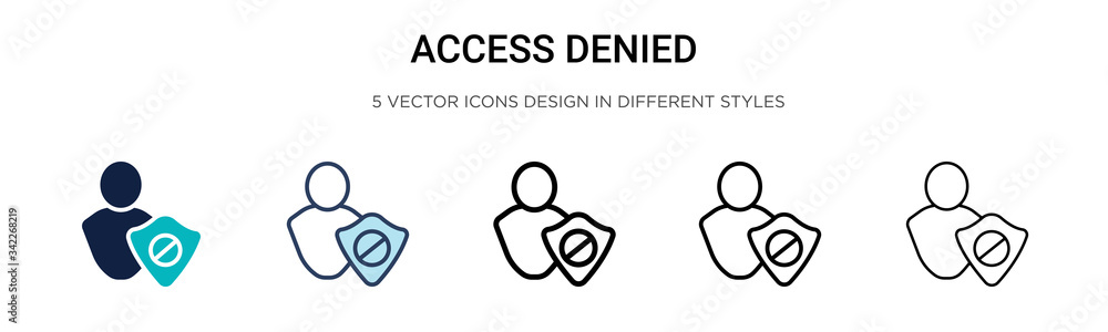 Poster access denied icon in filled, thin line, outline and stroke style. vector illustration of two colore