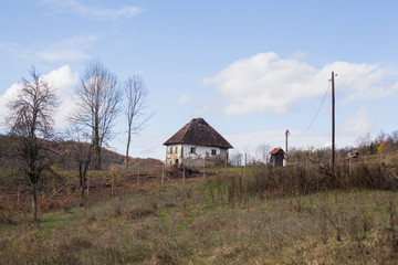 Traditional old rural abandoned house nature landscape