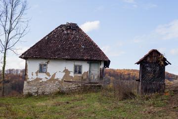 Traditional old rural abandoned house nature landscape