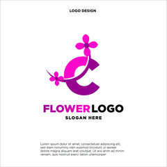 flower initial Letter C Logo design