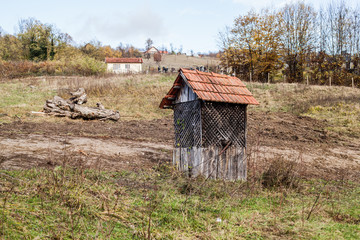 Old wooden traditional water well