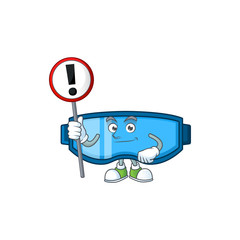 A picture of safety glasses cartoon character concept holding a sign