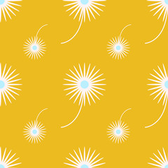 Fototapeta na wymiar Dandelions on a yellow background. Pattern
