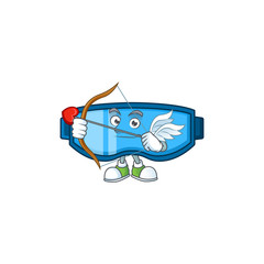 Charming picture of safety glasses Cupid mascot design concept with arrow and wings