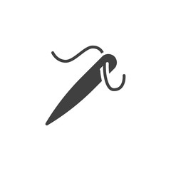 Sewing needle with thread vector icon. filled flat sign for mobile concept and web design. Needle stitch glyph icon. Symbol, logo illustration. Vector graphics