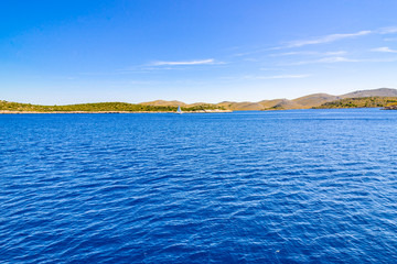 Croatian coast. Mediterranean landscape with blue sky and Sea, Croatia, vacation travel concept.