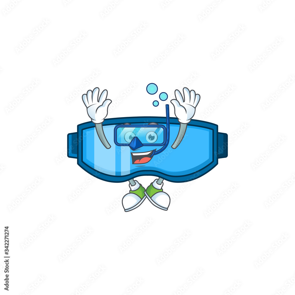 Poster Mascot design concept of safety glasses wearing Diving glasses