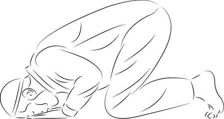 muslim man praying on his knees