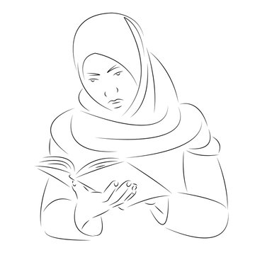 recommend clip art: muslim student girl reading a book