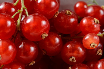 Red gooseberries basket, fruits background