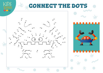 Naklejka premium Connect the dots kids mini game vector illustration. Preschool children education activity