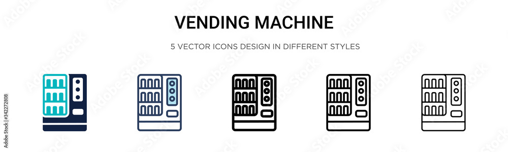 Poster vending machine icon in filled, thin line, outline and stroke style. vector illustration of two colo