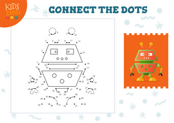 Naklejka premium Connect the dots kids game vector illustration. Preschool children educational activity