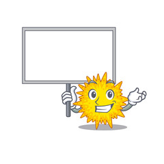An icon of mycoplasma mascot design style bring a board