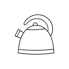 Vector doodle kettle. Cooking, kitchen utensils, home elements. Hand doodle illustration isolated on white background.