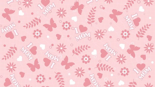 Happy Mother's Day with hearts on the pink background