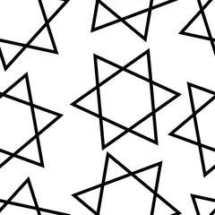Behang Japanse stijl Monochroom Pentagram naadloos Japans patroon