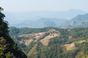 Fototapeta na wymiar landscape of tribal village on the mountain