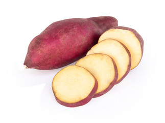 Raw sweet potato isolated on white background, healthy food concept