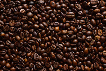 Freshly roasted aromatic coffee beans.
