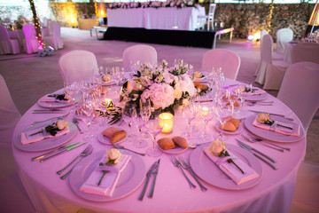 beautiful luxury arrangement on wedding table