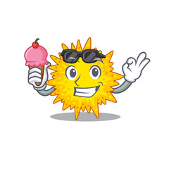 Cartoon design concept of mycoplasma having an ice cream