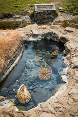 Boiled egg in hot spring, business travel in Thailand