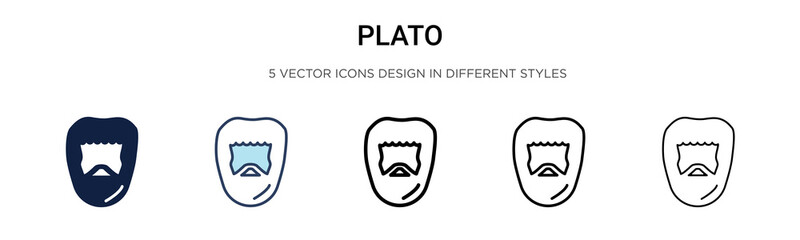 Plato icon in filled, thin line, outline and stroke style. Vector illustration of two colored and black plato vector icons designs can be used for mobile, ui, web