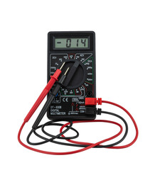Digital multimeter on white background