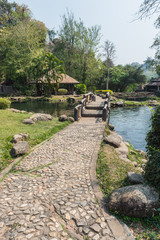 Fototapeta na wymiar Chaeson hot spring pond landscape, Lampang province, Thailand.