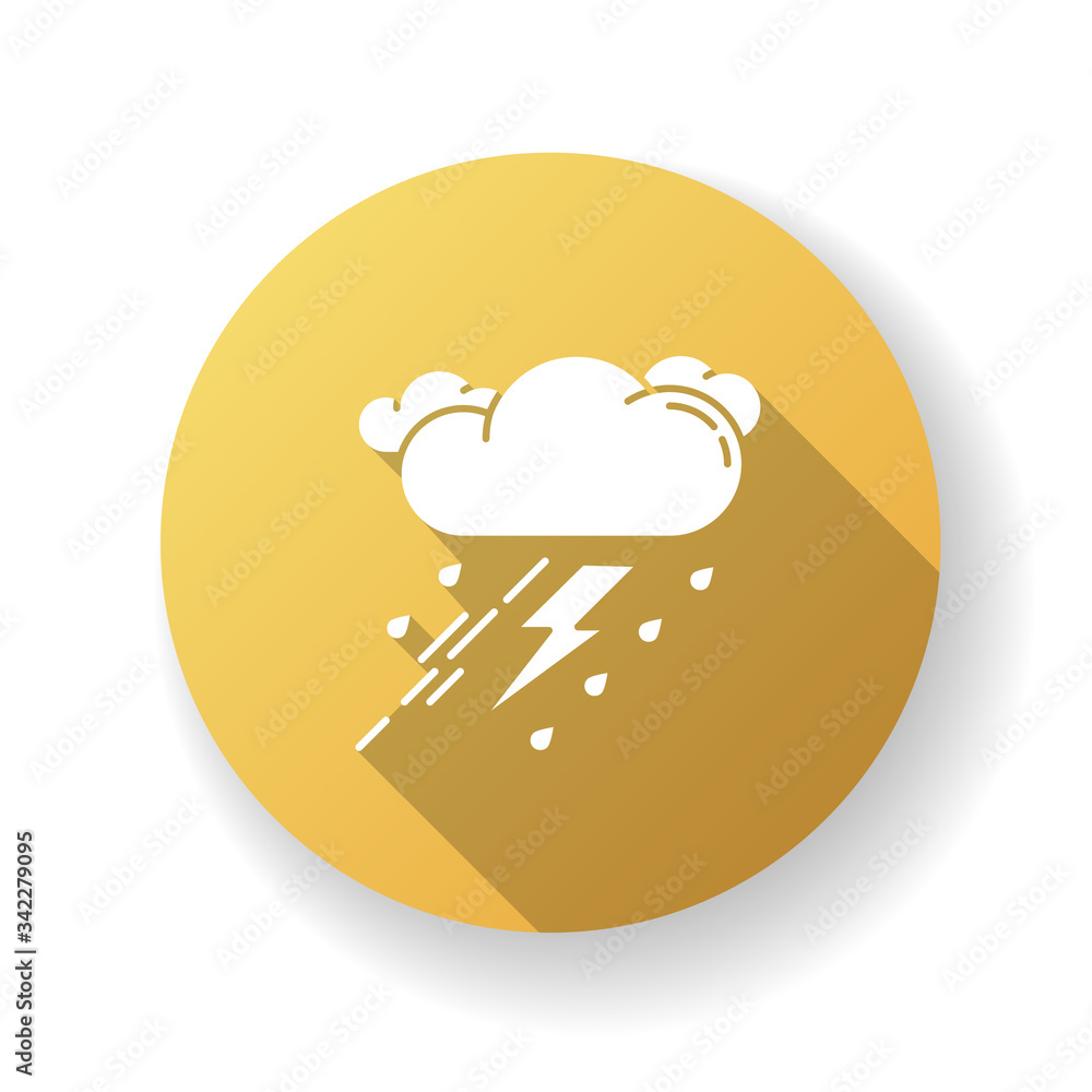 Poster thunderstorm yellow flat design long shadow glyph icon