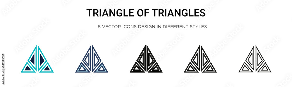 Poster triangle of triangles icon in filled, thin line, outline and stroke style. vector illustration of tw
