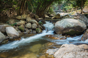 Naklejka na ściany i meble Chaeson waterfall natural park of Lampang province, Thailand