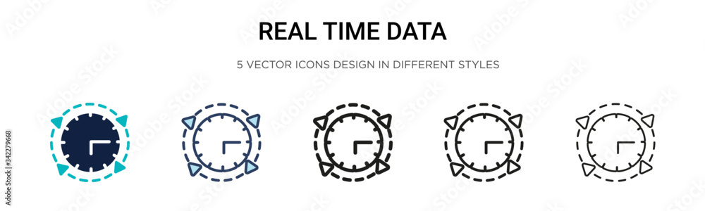 Poster real time data icon in filled, thin line, outline and stroke style. vector illustration of two color