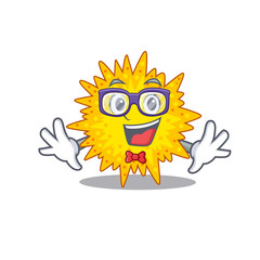 Mascot design style of geek mycoplasma with glasses