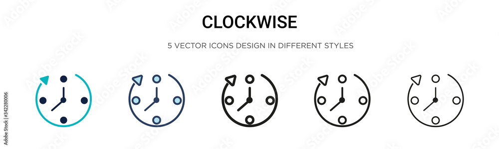 Poster clockwise icon in filled, thin line, outline and stroke style. vector illustration of two colored an