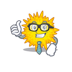 An elegant mycoplasma Businessman mascot design wearing glasses and tie