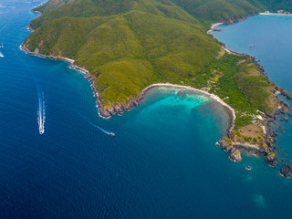 Aerial view of the untouched site of Hon Tre Island, Nha Trang Bay, Khanh Hoa, Vietnam. Best known...