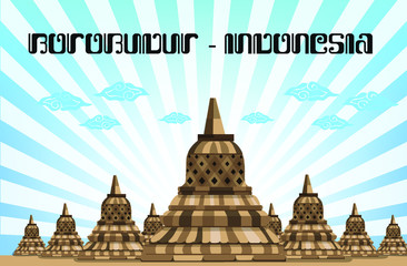 Fototapeta premium Borobudur temple, Indoneisa. Realisitic backgroun vector 