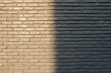 White brick wall and afternoon sunshine.