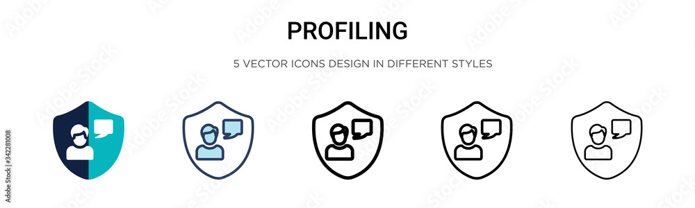 Poster profiling icon in filled, thin line, outline and stroke style. vector illustration of two colored an