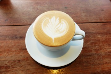 Hot latte coffee adds a refreshing afternoon.