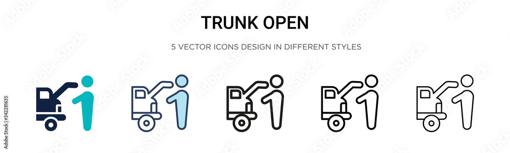 Poster trunk open icon in filled, thin line, outline and stroke style. vector illustration of two colored a