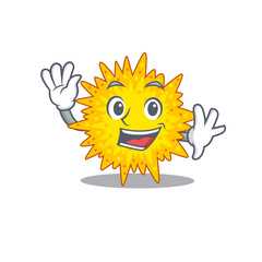 Fototapeta premium A charismatic mycoplasma mascot design style smiling and waving hand