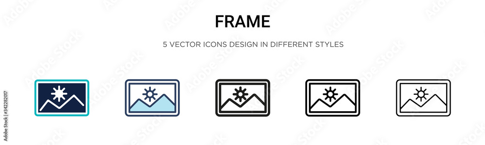 Poster frame icon in filled, thin line, outline and stroke style. vector illustration of two colored and bl
