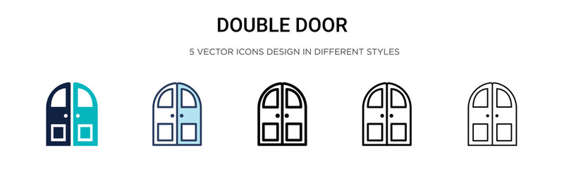 Double door icon in filled, thin line, outline and stroke style. Vector illustration of two colored and black double door vector icons designs can be used for mobile, ui, web