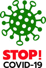 Illustration of the stop sign of the covid virus-19, on a white back ground