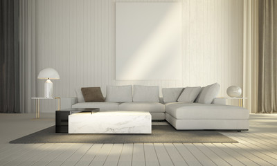Fototapeta na wymiar Modern tropical living room interioir design white wood wall background