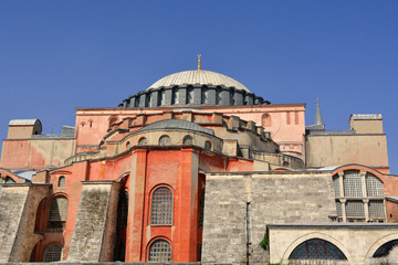 Fototapeta na wymiar A close shot of Hagia Sophia church in Istanbul Turkey.