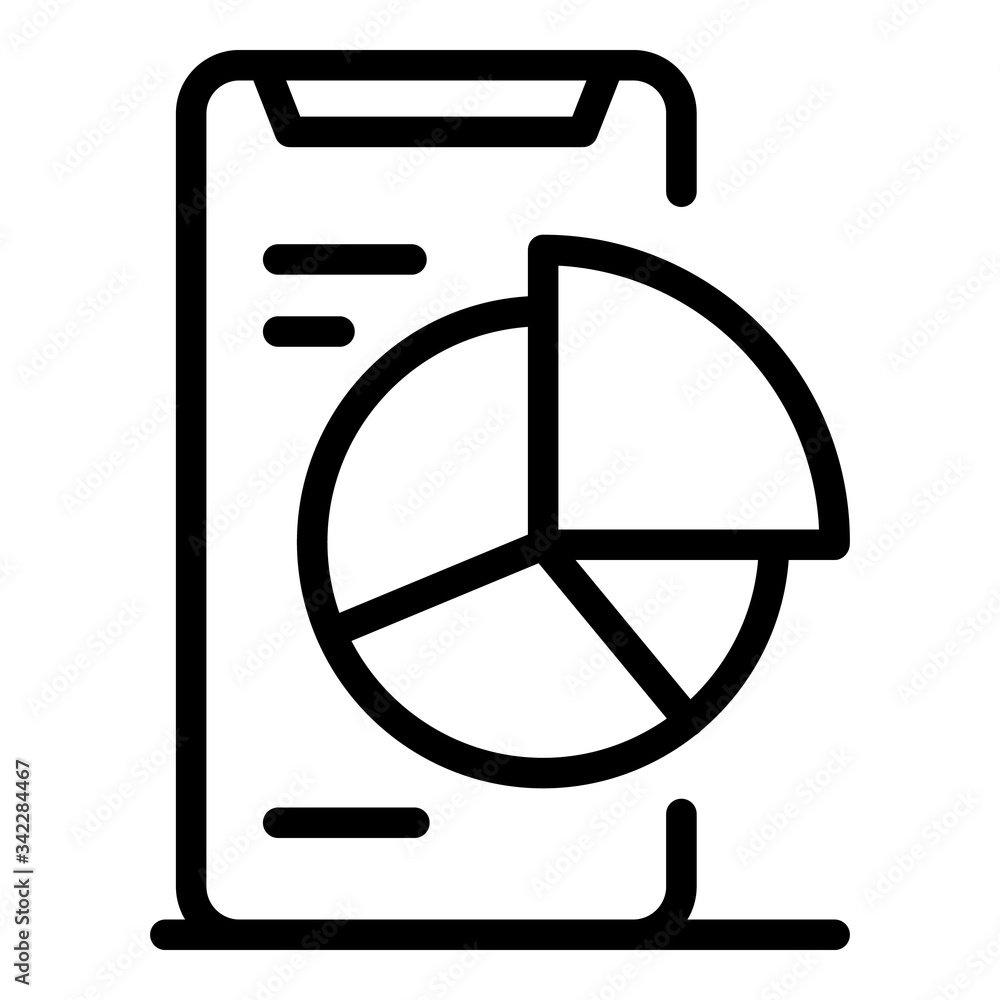 Poster smartphone and pie chart icon. outline smartphone and pie chart vector icon for web design isolated 